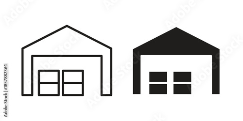 Warehouse icons. silhouette icon vector flat illustration on white background. line art icons