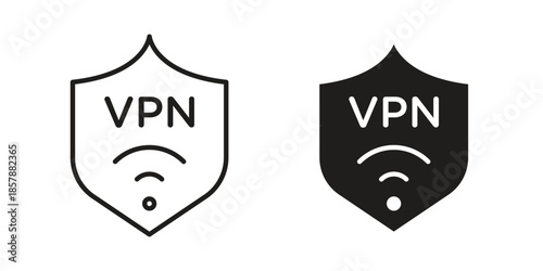Vpn icons. silhouette icon vector flat illustration on white background. line art icons