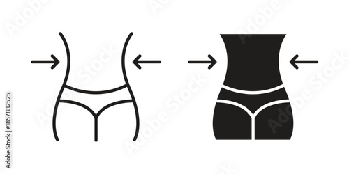 Weight loss icons. silhouette icon vector flat illustration on white background. line art icons