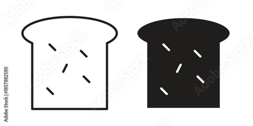 White bread icons. silhouette icon vector flat illustration on white background. line art icons