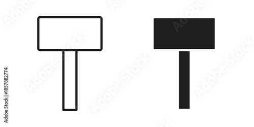 Wooden mallet icons. silhouette icon vector flat illustration on white background. line art icons