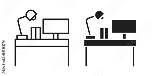 Workspace icons. silhouette icon vector flat illustration on white background. line art icons