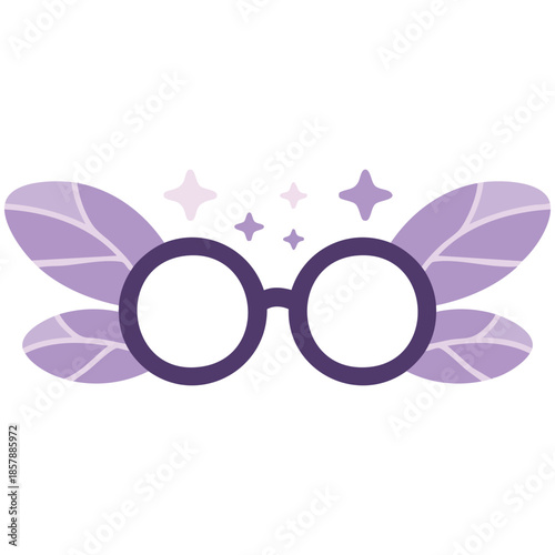 Festive Purim carnival eyeglasses adorned with leaf motifs creative vector graphic isolated vector illustration on white background