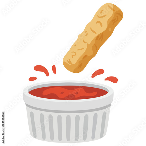 Mozzarella sticks vector with cheese stretch ketchup dip tomato sauce isolated
