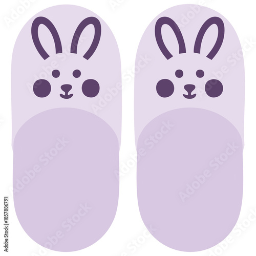 Pair warm home slippers with rabbit vector illustration comfortable