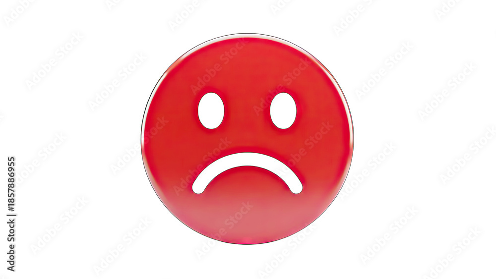 Fototapeta premium Sad Red Emoji on White Background