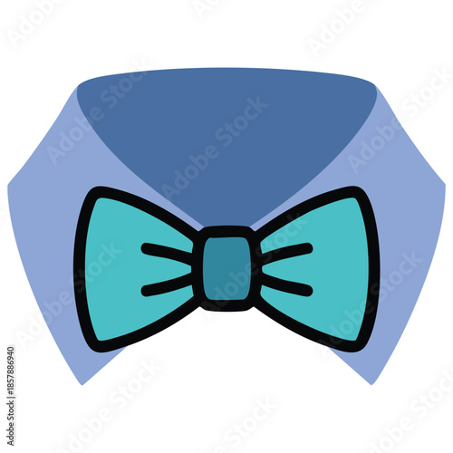 Hand drawn cartoon blue collar and tie isolated on white background vector