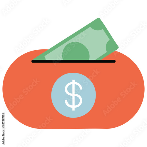 Money box jar storage save flat color vector illustration template finance