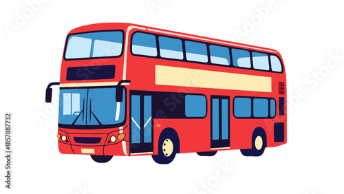 Iconic Red Double-Decker Bus Illustration - Symbol of Urban Travel
