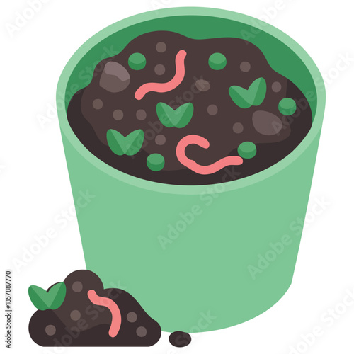 Organic soil heap compost garden recycling natural garbage earth worms