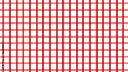 red and white gingham pattern with evenly spaced, intersecting vertical and horizontal lines, creating a classic, vibrant, and symmetrical grid.