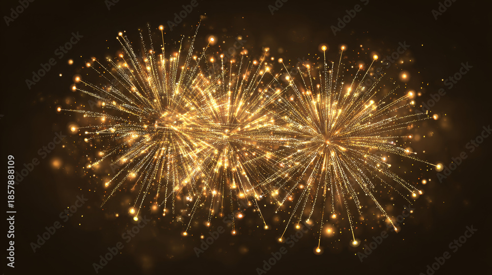 Obraz premium “Bright Golden Fireworks Burst on Transparent Background – Vector Illustration”