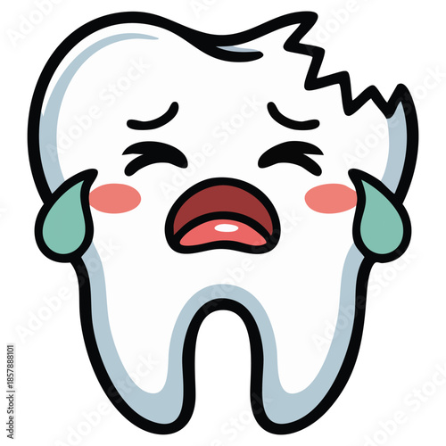 Tooth character unique creative concept isolated vector illustration on white background