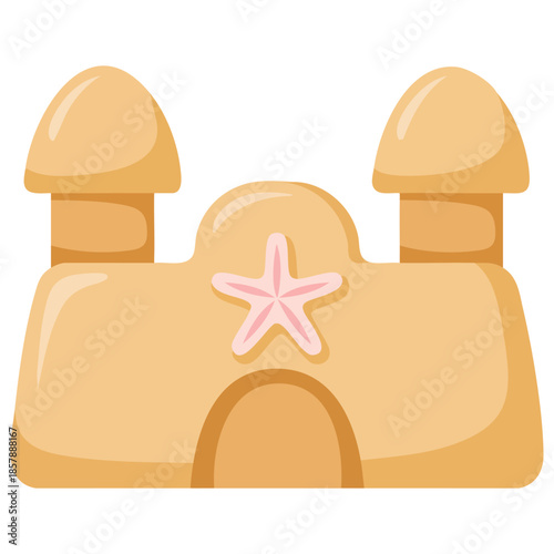 Vector sand castle isolated on white vacation isolated vector illustration on white background