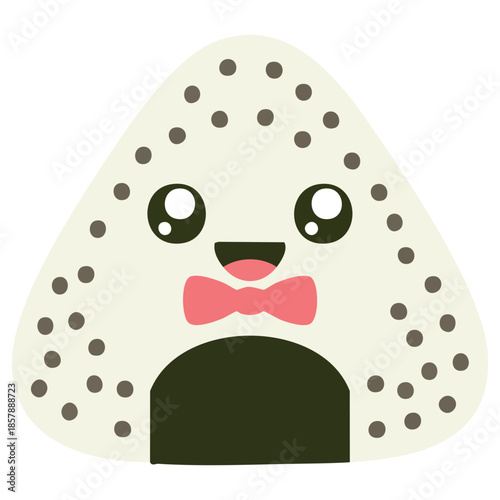 Japanese rice ball onigiri food mascot making ok sign expression cute kawaii vector character illustration