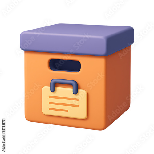Document Archive Storage Box 3D icon Isolated on a Transparent Background