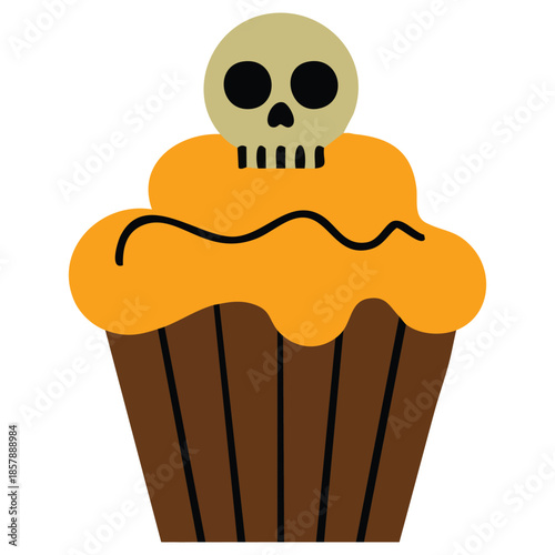 Illustration of Halloween cupcakes spooky muffins scary dessert food cartoon vector set isolated