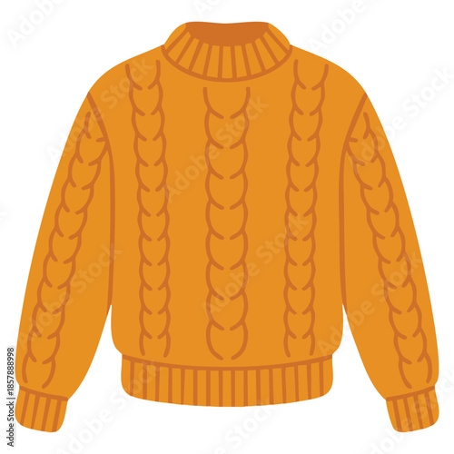 Flat cartoon vector collection of cozy fall apparel sweaters scarves socks warm autumnal accessories