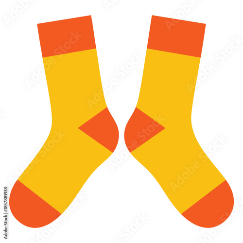 Orange socks autumn warm clothing concept cute striped sock flat icon isolated on white background