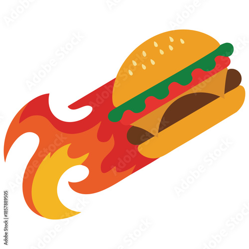 Fire burger vector logo design isolated vector illustration on white background