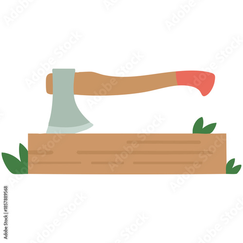 Vector illustration design of axe with wood isolated vector illustration on white background