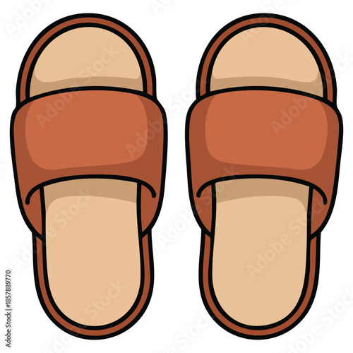 Bath and sauna slippers cozy soft for comfort and relaxation isolated vector illustration on white background