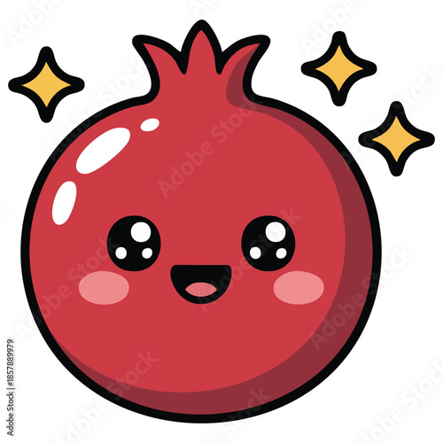 Funny pomegranate character cute flat cartoon vector illustration isolated white background