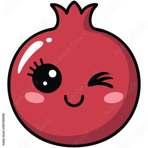 Cute funny pomegranate character vector flat cartoon illustration isolated on white background
