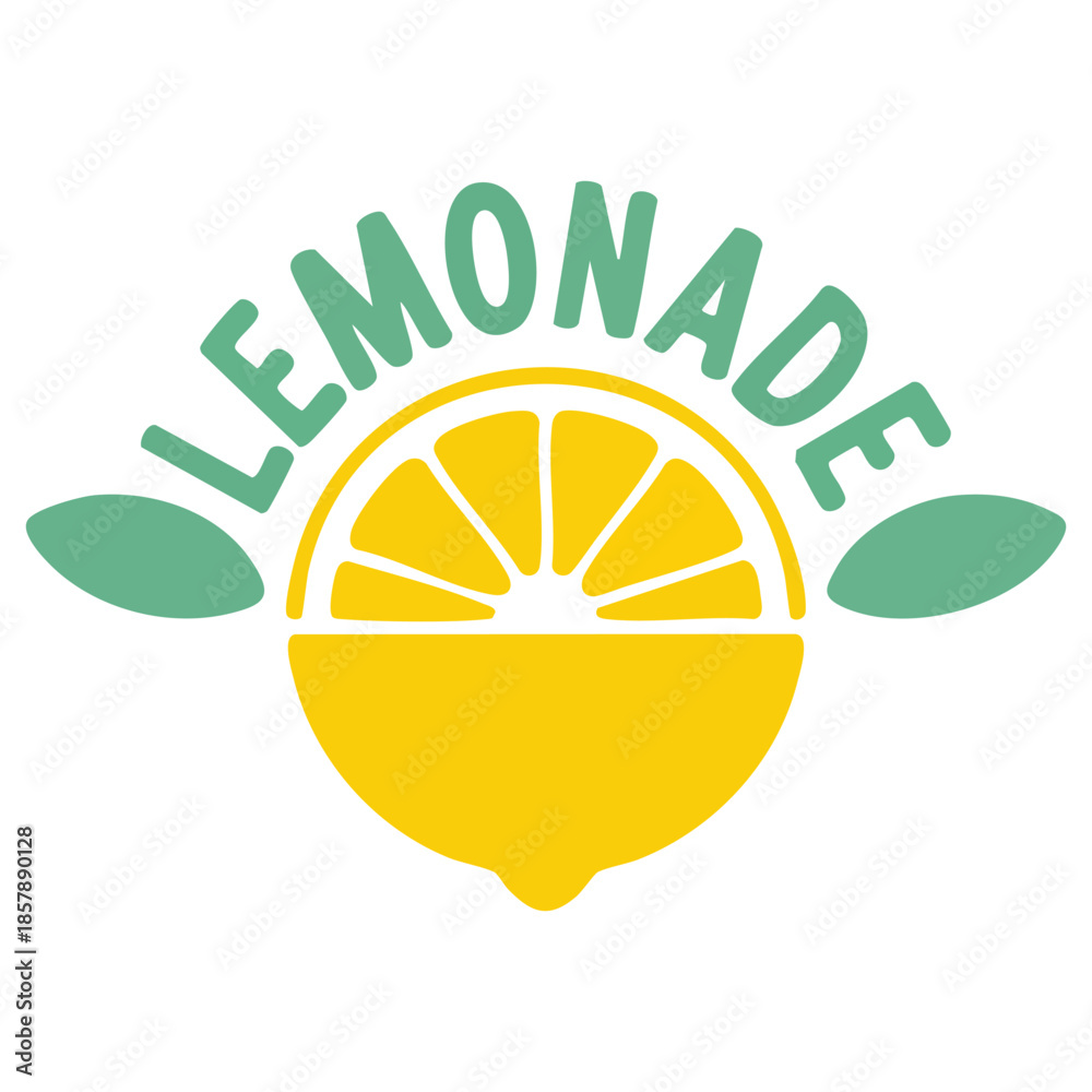 Obraz premium Citrus slice fruit lemonade logo color abstract lemon with lettering hand drawn vector illustration