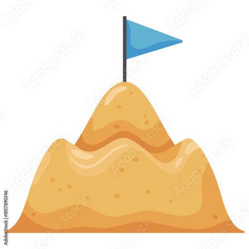 Sand castle design over white background isolated vector illustration on white background