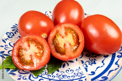 Red ripe roma tomatoes used for pasta sauce or tomatpes sauce in Italian cuisine