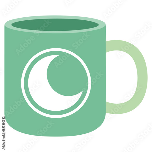Symbol of moon on a tea mug isolated vector illustration on white background