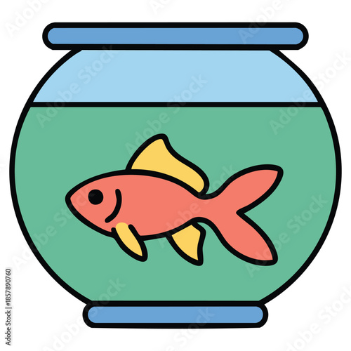 Fish bowl icon on white background isolated vector illustration on white background