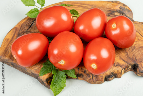 Red ripe roma tomatoes used for pasta sauce or tomatpes sauce in Italian cuisine