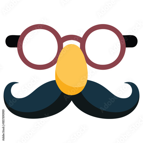 Disguise mask with mustache and glasses over white background colorful design vector illustration