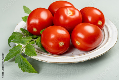 Red ripe roma tomatoes used for pasta sauce or tomatpes sauce in Italian cuisine