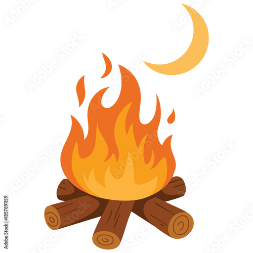 warm and cozy bonfire vector art and illustration isolated on white background