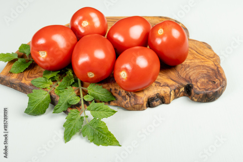 Red ripe roma tomatoes used for pasta sauce or tomatpes sauce in Italian cuisine