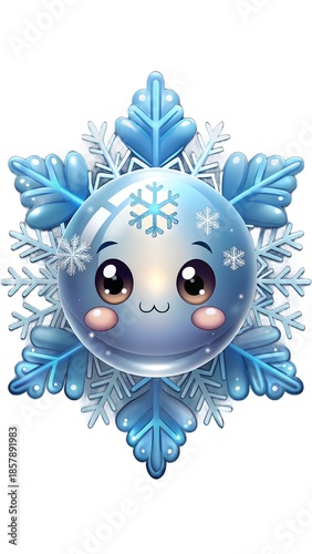 blue christmas ball with snowflakes