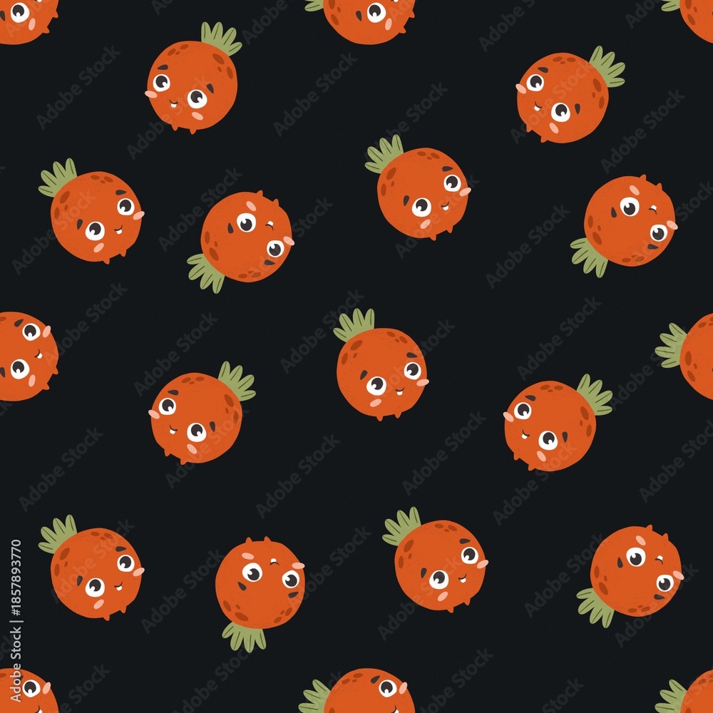 Fototapeta premium Seamless pattern with cartoon tomato. hand drawing, flat style. design for fabric, print, textile, wrapper 