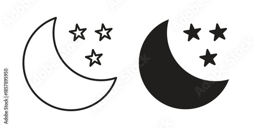 Moon stars icons designs can be used for mobile, ui, websites