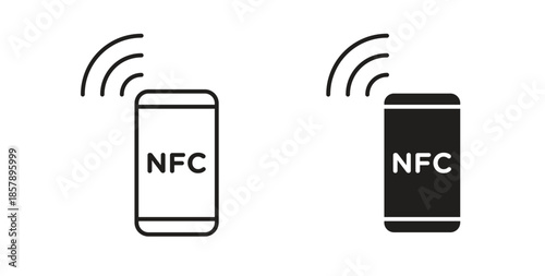NFC communication icons designs can be used for mobile, ui, websites