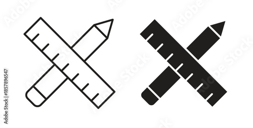 Photos Pencil and ruler icons designs can be used for mobile, ui, websites
