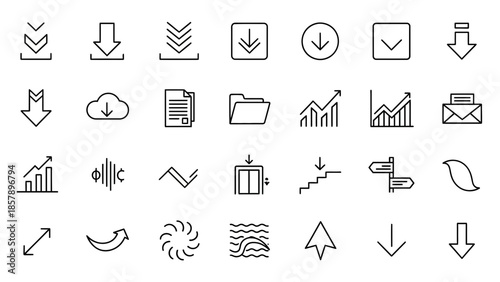 Office Productivity and Document Management Vector Icons for Professional Business Dashboards