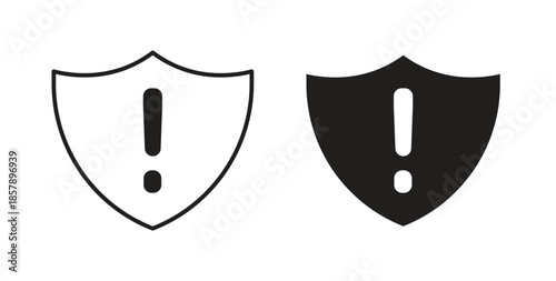 Shield exclamation icons designs can be used for mobile, ui, websites