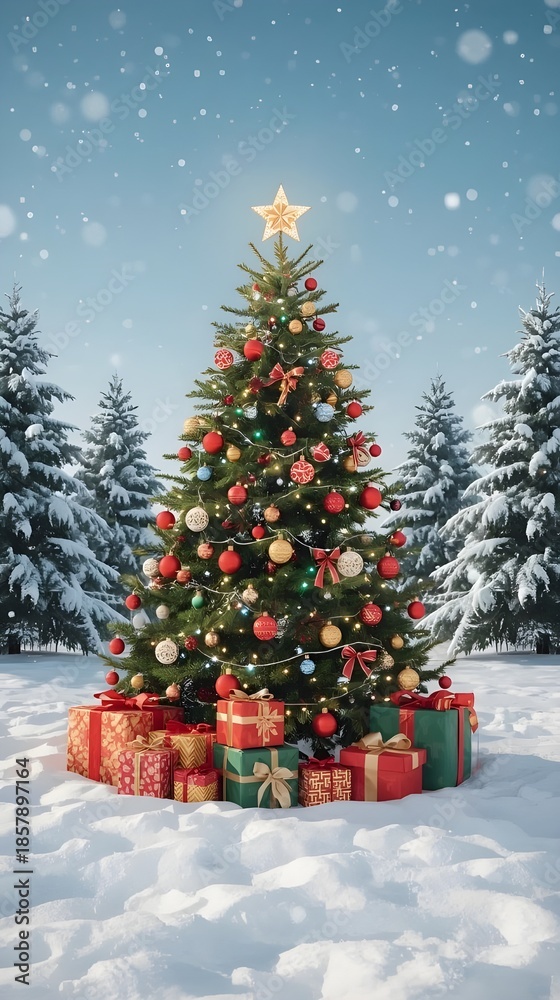 Obraz premium christmas tree with gifts