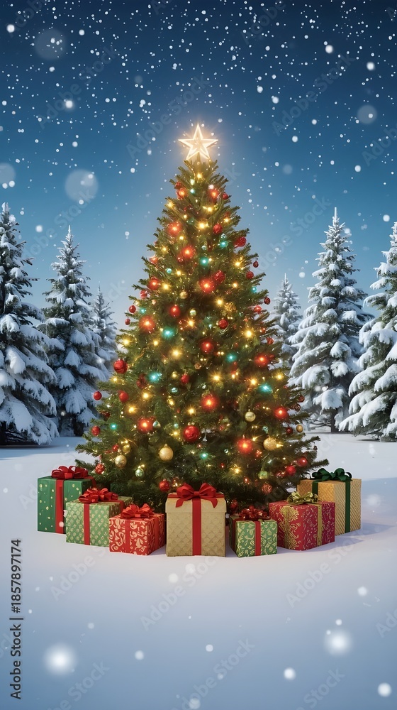 Obraz premium christmas tree with gifts