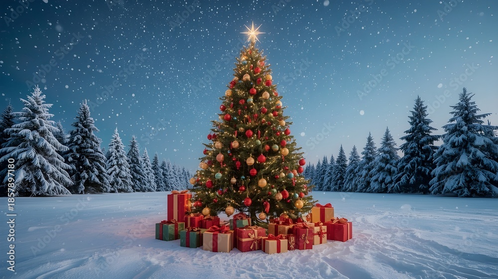Obraz premium christmas tree with gifts
