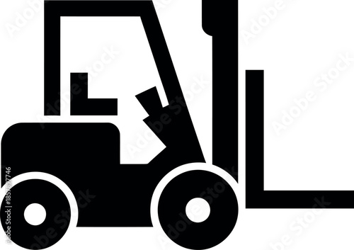 Forklift truck icon for industrial or warehouse use one sentence