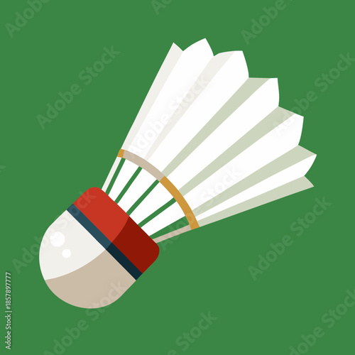 Vibrant shuttlecock in motion on green background for sports design